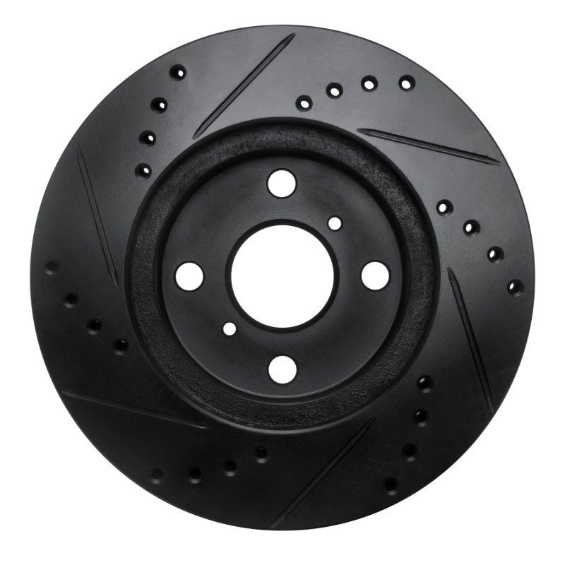 Toyota Prius Brake Rotor (1) - Front Right - R1 Concepts - Drilled & Slotted - Black - `01-`03